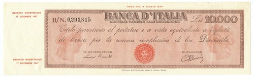 10000 lire titolo - 10000, provvisorio