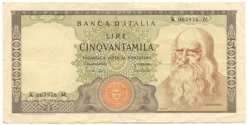 50000 lire banca italia - 50000, d'italia