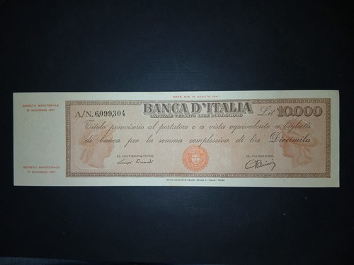 10000 lire titolo provvisorio - 10000,