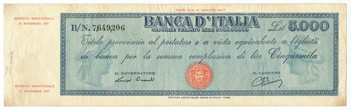 5000 lire titolo provvisorio - lire,