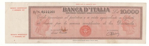10000 lire titolo - lire, provvisorio