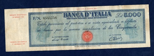 5000 lire titolo provvisorio - 5000,