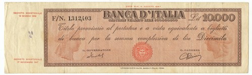 10000 lire titolo provvisorio - lire,