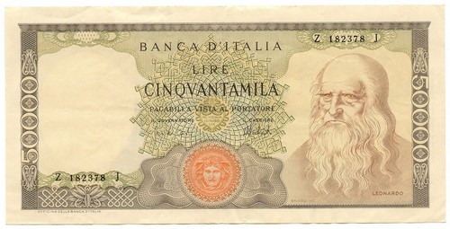 50000 lire banca italia - lire, d'italia