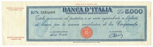 5000 lire titolo provvisorio - 5000,