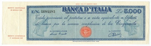 5000 lire titolo - titolo, provvisorio