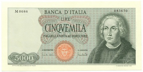 5000 lire cristoforo colombo - lire,