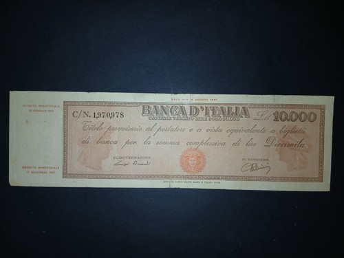 10000 lire titolo - titolo, provvisorio