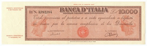 10000 lire titolo - lire, provvisorio