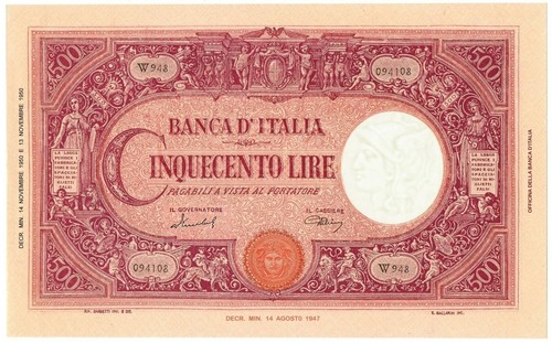 Italia lire 500 barbetti - -,