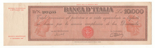10000 lire titolo provvisorio - lire,