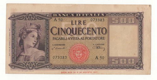 500 lire italia - ornata, di