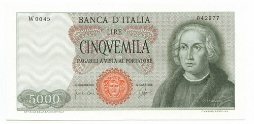 5000 lire cristoforo colombo - colombo, i