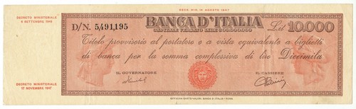10000 lire titolo provvisorio - lire,