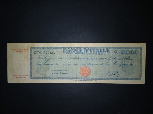5000 lire titolo provvisorio - lire,