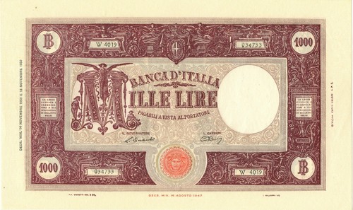 Lire 1000 medusa 1950 - medusa, 14-11-1950