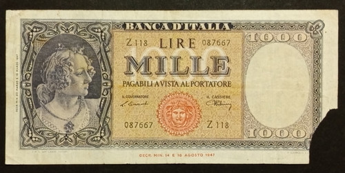 1000 lire 1947 mb ornata - 20/03/1947,