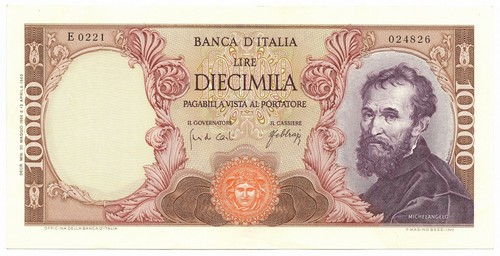 10000 lire banca - lire, d'italia