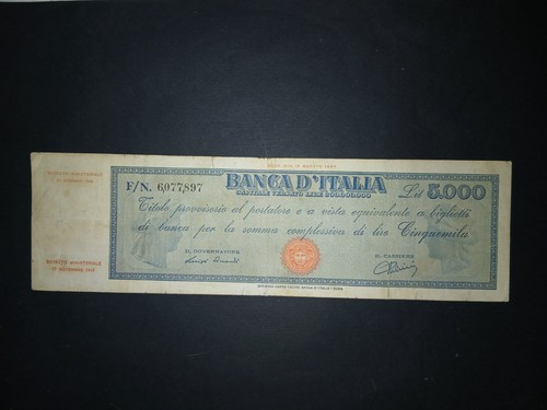 5000 lire titolo - 5000, provvisorio