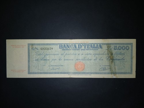 5000 lire titolo - lire, provvisorio