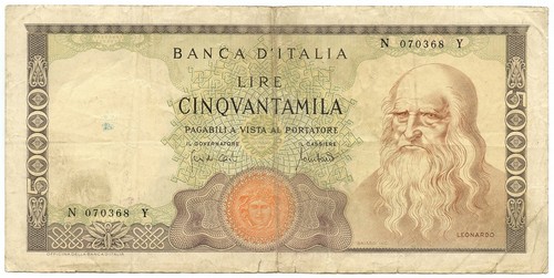 50000 lire banca - lire, d'italia